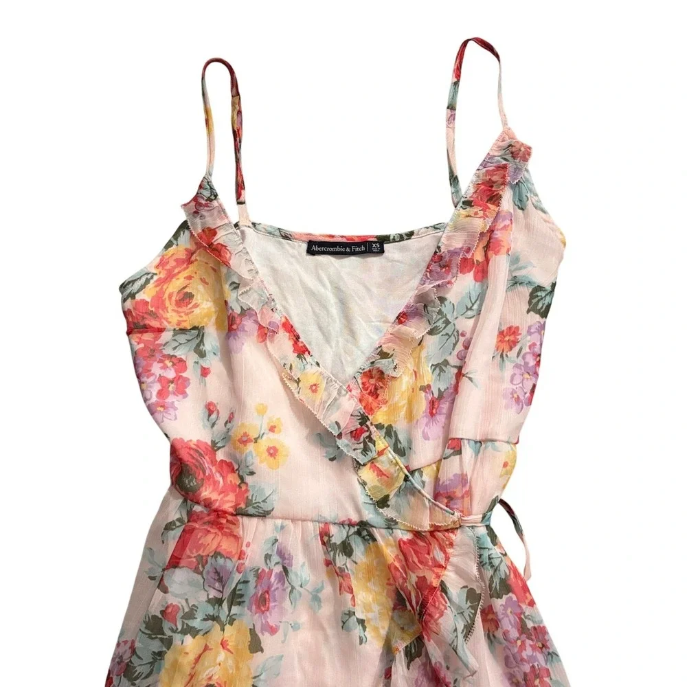 Abercrombie & Fitch Babydoll Mini Wrap Dress Women's size XS Y2K Ruffles Dainty - Picture 4 of 8